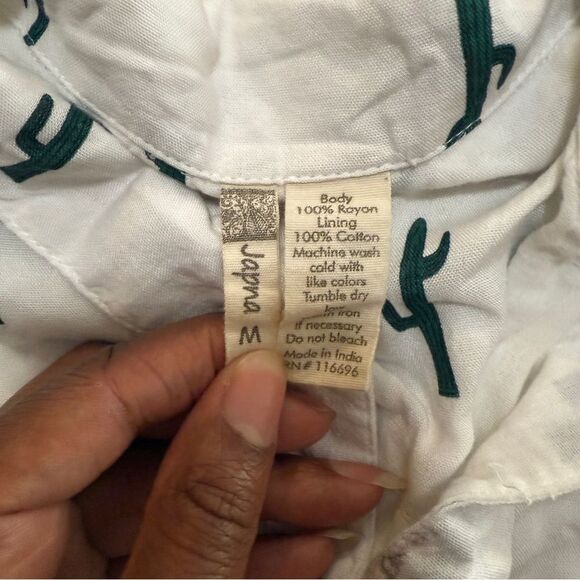 Japana White Dress with Green Cactus Women's Size M - Picture 7 of 7